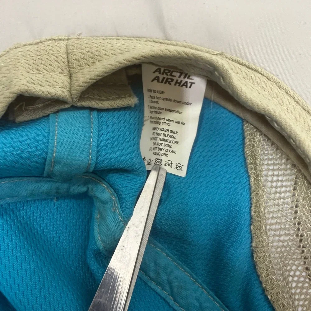 Arctic Air Hat Tan Mesh Evaporative Cooling Sun Wide Brim Adjustable Strap